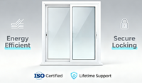 Puertas y Ventanas Corredizas de Aluminio con Doble Vidrio Personalizadas, Diseño Horizontal Moderno, Pantalla de Acero Inoxidable para Cocina y Escuela