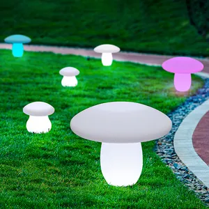 Lámpara solar impermeable para exteriores, bola de luz led brillante de plástico, para jardín, patio, vacaciones, seta