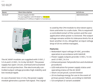 812F แหล่งจ่ายไฟ SD812 SD812F 24 VDC AC800F AC800 3BDH000014R1อิสระ - Product Image 3