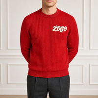 Pull jacquard tricoté pour homme style Old Money avec logo personnalisé, col rond côtelé, idéal pour l'hiver