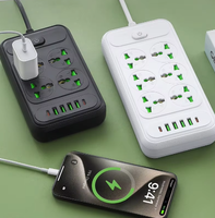 Prise de courant multi-ports DENIXI à interrupteur unique, équipée d'une interface USB et d'une prise universelle, idéale pour les bureaux à domicile