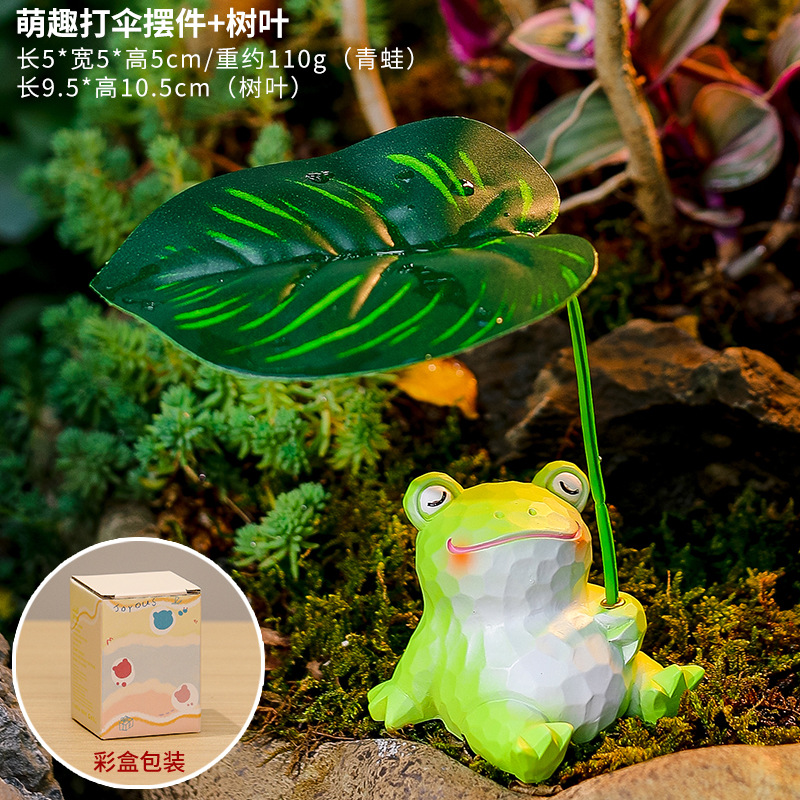 Cute Frog Umbrella Ornament with Leaves