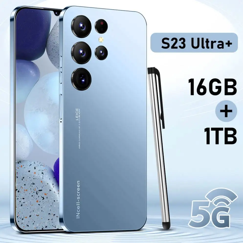 2023 Brand New Original S23 Ultra Smartphones 16GB + 512GB 10 Core grande bateria desbloqueada Dual SIM OEM telefone móvel