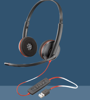 Headset Kulit Poly Plantronics Blackwire 3210 USB-C Berkabel Over-Ear dengan Mikrofon Boom untuk Ponsel dan Komputer