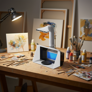 Cabine de peinture à air comprimé VEVOR 21,5 x 18,7 x 14,6 avec deux ventilateurs et 3 lumières LED, portable pour les arts et l'artisanat - Product Image 2