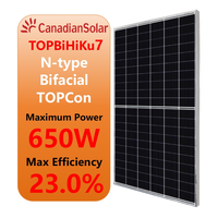 Panneau solaire canadien TOPBiHiKu7 commercial à haute efficacité photovoltaïque Topcon N Type Bifacial Monocristallin 620W 650W