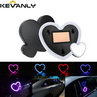 Nouvelle lumière néon LED solaire en forme de cœur, haute luminosité, adaptable à tous les véhicules, décoration intérieure lumineuse pour vitre arrière de voiture, sans câblage, ambiance lumineuse