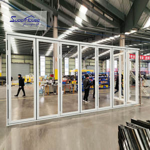 Puerta <span class=keywords><strong>de</strong></span> aluminio plegable <span class=keywords><strong>de</strong></span> doble cristal, a prueba <span class=keywords><strong>de</strong></span> Hurricane <span class=keywords><strong>NOA</strong></span> NFRC AS2047, <span class=keywords><strong>de</strong></span> gran esquina, color blanco - Product Image 2