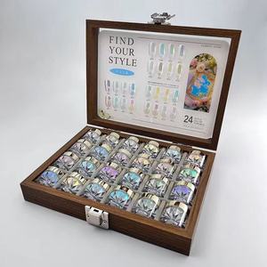 24 Colors <b>Magic</b> Mirror Nail Powder Set Wooden <b>Box</b> Super Bright Aurora Chrome Pigment for Salon Nail Art Rubbing Powder - Product Image 5