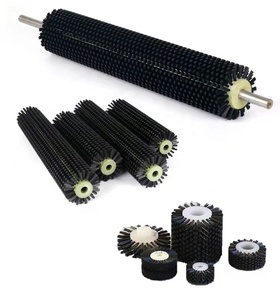 Spazzola a rullo per pulizia trasportatori a spirale in nylon e crine di cavallo, personalizzata per uso industriale, con albero cilindrico in plastica - Product Image 5