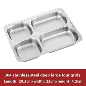 Nampan makan siang sekolah baja tahan karat 304 anak-anak piring kompartemen dalam dengan tebal dibagi Kantin Makanan Cepat & piring - Product Image 6