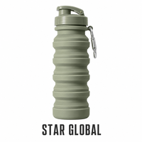 Bouteille d'eau pliable en silicone de style classique pour adultes, avec motif uni, idéale pour le camping et la salle de sport - Conception pliable