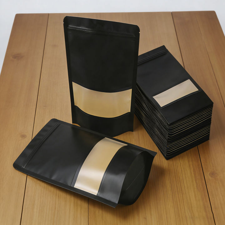 Stand up Black Kraft Paper Bags