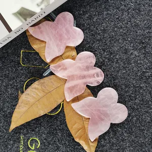 Outil de conseil en forme de papillon GuaSha de quartz rose d'acupuncture corporelle faciale bon marché