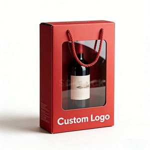 Boîte rigide en carton écologique personnalisée pour deux bouteilles de vin de Bordeaux de 750 ml avec fenêtre et poignée, emballage cadeau pour vin - Product Image 3