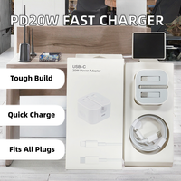 Pengisi Daya USB C 20W dengan Input 100-240V 50/60Hz, Output 5V/3A, dan Bahan Tahan Api PC untuk Pasokan Ponsel untuk Penjualan Ritel.