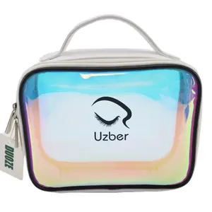 Tpu Cosmetic Makeup Bag Rainbow Satin Cosmetic Bags & Cases Zipper Fashion Holographic Pvc Clear Makeup Cosmetic Bag 20-30 Days
