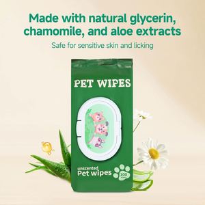 OEM Attractive Price Eco-Friendly Non-Woven Portable <b>Biodegradable</b> Pet Wet <b>Wipes</b> Unscented - Product Image 2