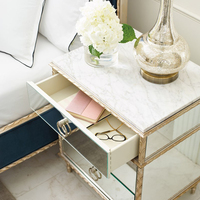 Table de chevet pliable en bois massif de style vintage européen, miroir antique sculpté à la main, 3 tiroirs, sans fil, pour chambre à coucher et salon