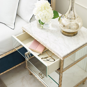 European Vintage Solid Wood Foldable <strong>Bedside</strong> <strong>Table</strong> <strong>Antique</strong> Mirror Hand Carved Nightstand 3 Drawers Wireless Bedroom Living Room - Product Image 3