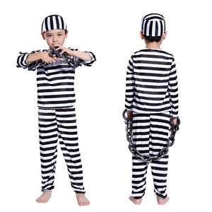Hot Family Convict Outfit Halloween Child <span class=keywords><strong>Criminal</strong></span> Set Jail Prisoner Costume Recluso Cosplay Suit - Product Image 3