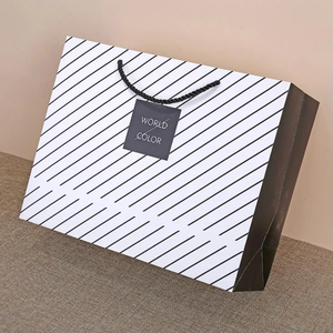 Kağıt saplı çanta özel baskılı % 100% geri dönüştürülebilir beyaz kağıt kağıt alışveriş torbası - Product Image 3