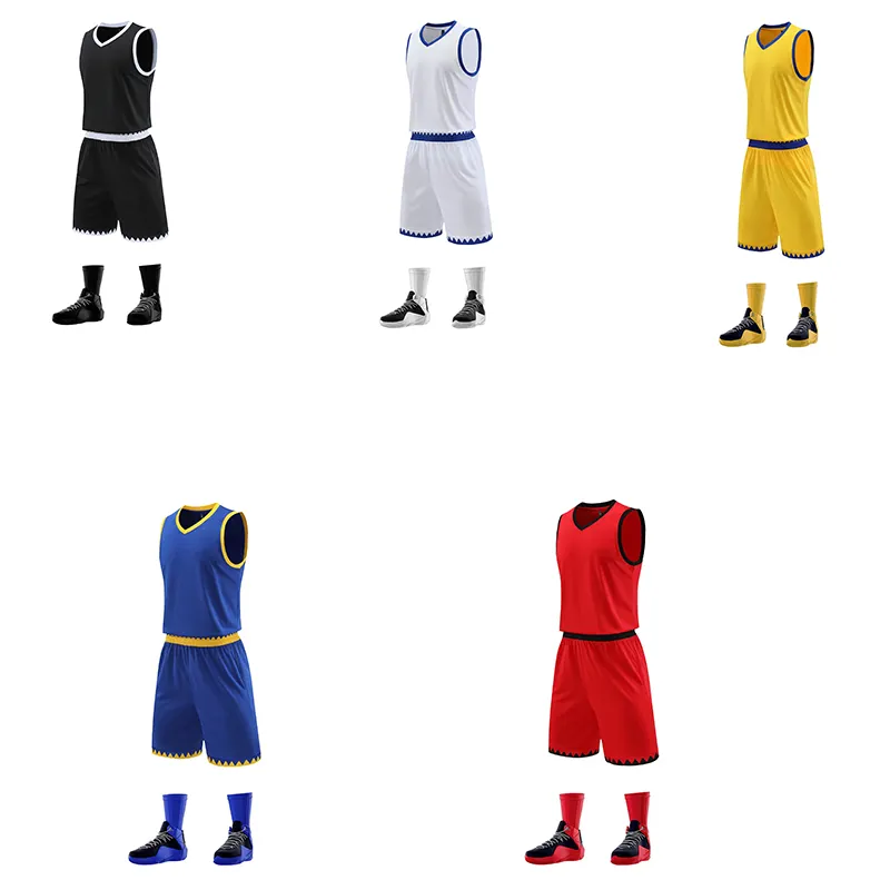 2023-24 Fabriek Groothandel Blauwe Basketbal Jersey Hoge Kwaliteit Ademende Basketbalkits Met Aangepaste Logo