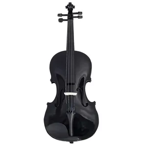 Violín Acústico Negro 4/4-1/8 para Estudiantes Principiantes con Arco Redondo, Puente y Estuche Triangular <span class=keywords><strong>de</strong></span> Espuma - Product Image 1