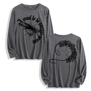 Edgy Gothic mắt & kịch bản đồ họa dài tay áo T-shirt, chúng tôi kho, 4 màu sắc, tùy chỉnh thiết kế - Product Image 4
