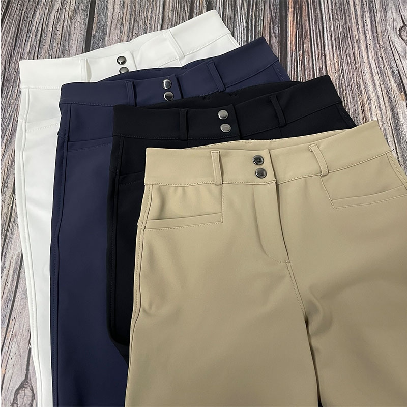 In Stock Equestrian Nylon Woman Horse Racing Breeches Tights Knee Patch Professional Competition High Waist Pocket Leggings Pant