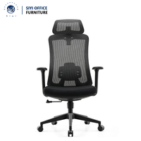 Chaise de bureau ergonomique à dossier haut en maille avec appui-tête réglable, rotation à 360 degrés, réglage en hauteur, soutien lombaire