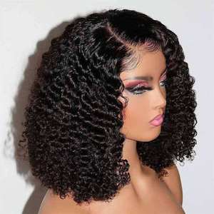 <strong>Cheap</strong> Afro Deep Kinky Curly Raw Indian Hair Short Frontal Bob <strong>Wigs</strong> HD Human Hair Glueless Full Lace Front <strong>Wigs</strong> for Black Women - Product Image 1