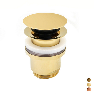 Desagüe Redondo de 1 1/4 Pulgadas con Sistema Click Clack, Color Dorado, Sin Desbordamiento, para Fregadero - Product Image 1
