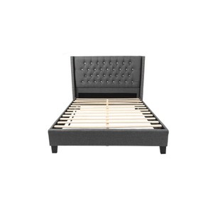 Modern Queen Size Soft <b>Bed</b> Diamond Tufted Headboard Eco-Friendly Durable Design <b>Pine</b> Wood <b>Frame</b> Plastic Legs Blue Home Furniture - Product Image 4