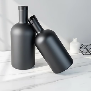 Bouteille en verre pour <span class=keywords><strong>whisky</strong></span>, rhum, vodka, tequila, spiritueux, couleur noir mat, 750 ml, 500 ml, 375 ml, avec bouchon en T - Product Image 1