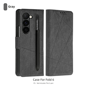 Funda de Cuero para <span class=keywords><strong>Samsung</strong></span> Z Fold, Material PU Anticaídas con Ranura para Lápiz, Funda con Soporte Plegable para <span class=keywords><strong>Galaxy</strong></span> S4 y <span class=keywords><strong>S3</strong></span> - Product Image 4