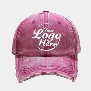 Casquette de baseball OEM unisexe en denim vieilli personnalisée 6-Panel Vintage Dad Hat casquettes de baseball - Product Image 4