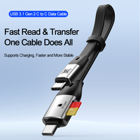 Lecteur de carte rapide 2 en 1, câble USB Type-C vers USB-C, prend en charge les cartes TF, charge rapide, USB 3.0 haute vitesse Gen 2, transfert de données 10 Gbps