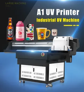 Latest A1+9060UV Flatbed UV DTF Printer Three XP600 Print Heads Water Cooling System A3 Print Dimension Carton Ink Type