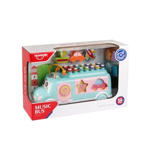 Huada Trẻ Em Phim Hoạt Hình ABS Nhựa Trường Hình Dạng Trận Đấu Khối Xe Buýt Bàn Phím Đàn Piano Đồ Chơi Cho Trẻ Em - Product Image 6