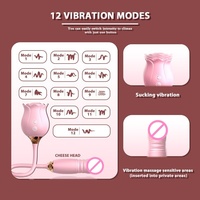 Vibromasseur en silicone en forme de rose, rechargeable par USB, étanche, pour femme, avec extension de langue pénétrante et stimulation clitoridienne, vente en gros