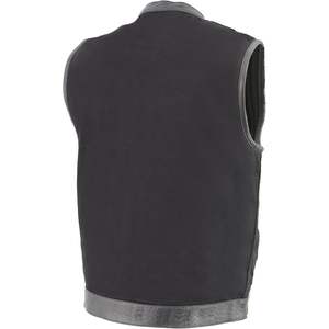 Gilet en denim tricoté en toile SOA pour hommes, taille moyenne, boutons-pression dissimulé en cuir avec fermeture à glissière cachée, 2 poches pour armes à feu pour vêtements d'extérieur - Product Image 4