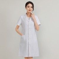 Blouse de laboratoire blanche à manches longues en polycoton, col à revers, vêtement de travail médical, boutons-pression, poches latérales, pour hôpital et pharmacie