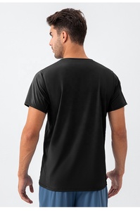 T-shirt de sport blanc à coupe ample pour hommes, vêtements de sport en maille, tissu tissé à la mode, haut d'entraînement, t-shirts vierges en gros - Product Image 2