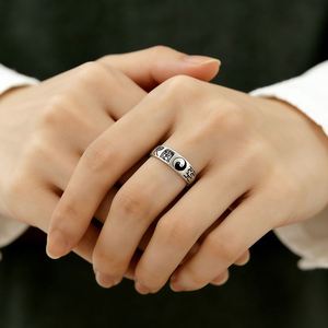 Retro Five Elements Tai Chi <b>Ring</b> for <b>Men</b> Thai <b>Silver</b> Bagua Index Finger <b>Ring</b> Chinese Auspicious Saying Taiji Finger Band for <b>Men</b> - Product Image 5