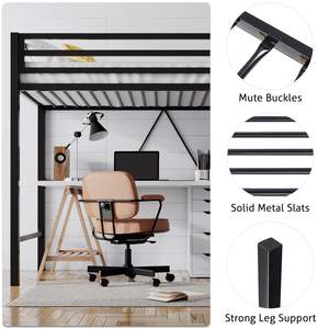 Letto a Soppalco Moderno Singolo con Scala e Ringhiera, Supporto in Metallo Resistente, Senza Bisogno di Box Spring, <span class=keywords><strong>Salvaspazio</strong></span> per Camere d'Albergo - Product Image 6