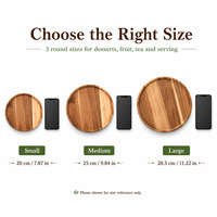 Plateau de service rond en bois d'acacia fait main, sûr pour les aliments, de haute qualité, décoratif, organisateur de rangement pour le salon et la cuisine
