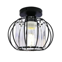 Plafonnier LED en fer et cristal au design moderne et épuré pour salon, chambre, entrée, balcon, couloir, salle à manger