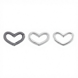 Connecteur fermoir en argent sterling 925 de 12 mm en forme de cœur pour la fabrication de bijoux et accessoires de colliers - Product Image 4