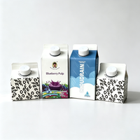 Boîte en carton de qualité supérieure en forme de toit de maison avec revêtement PE, carton de boisson laitière et jus de qualité alimentaire, laminé brillant